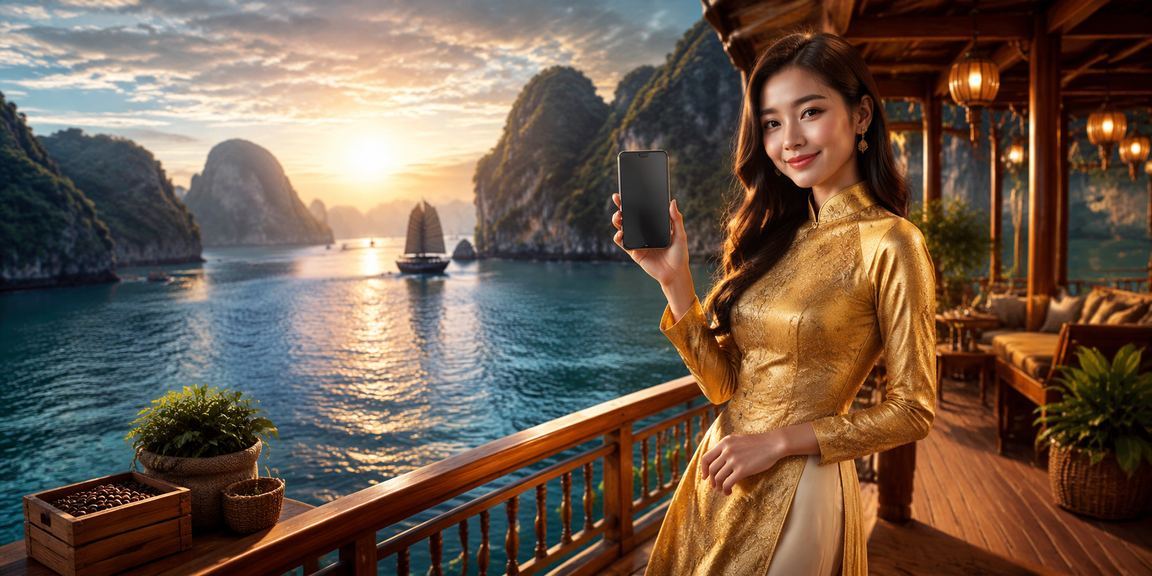 Phụ nữ Hà Nội mặc áo dài chơi casino trên điện thoại di động