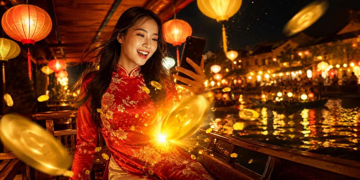 Người dùng Hà Nội truy cập nền tảng casino trực tuyến bên ánh đèn lồng